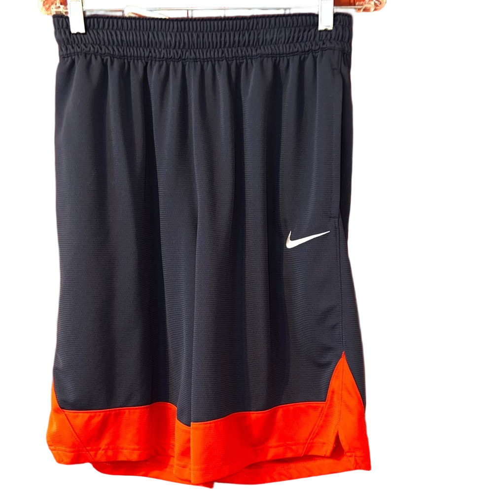 Nike Men's Dark Blue and Bright Orange Sports Shorts M